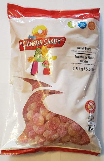 Canada Candy Sweet Peach Gummy Candy 2.5 kg (5.5 lbs) Bag {Imported from Canada}