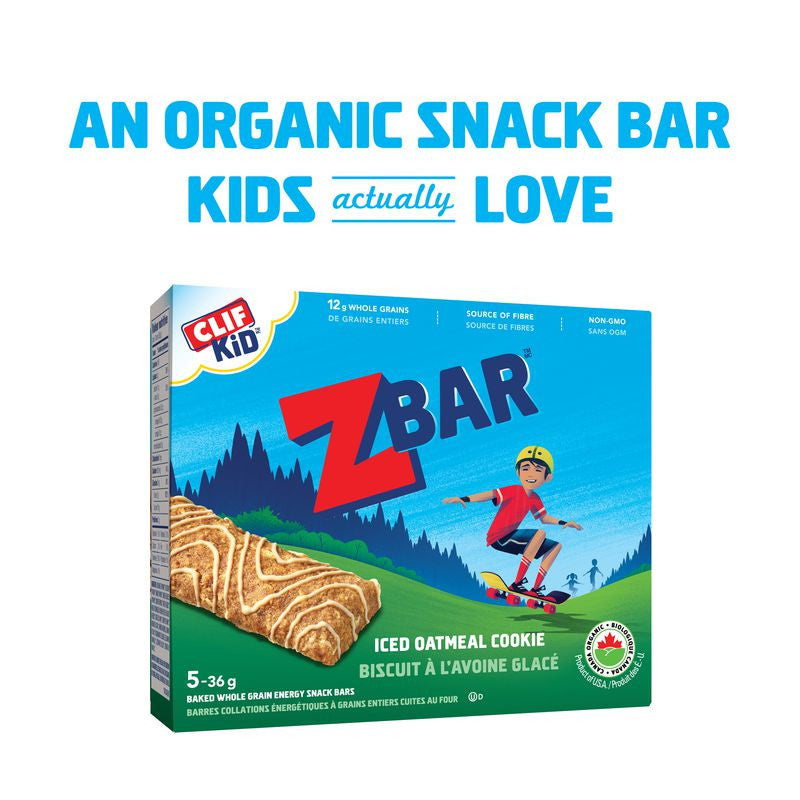 Clif Kid Zbar Iced Oatmeal Cookie Organic Energy Bar (36 Gram Snack Bars, 5 Count)
