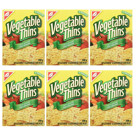 Christie Vegetable Thins, 40% Less Fat, Crackers, 200g/7oz., (6 Pack) {Imported from Canada}