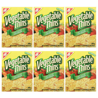 Christie Vegetable Thins, 40% Less Fat, Crackers, 200g/7oz., (6 Pack) {Imported from Canada}