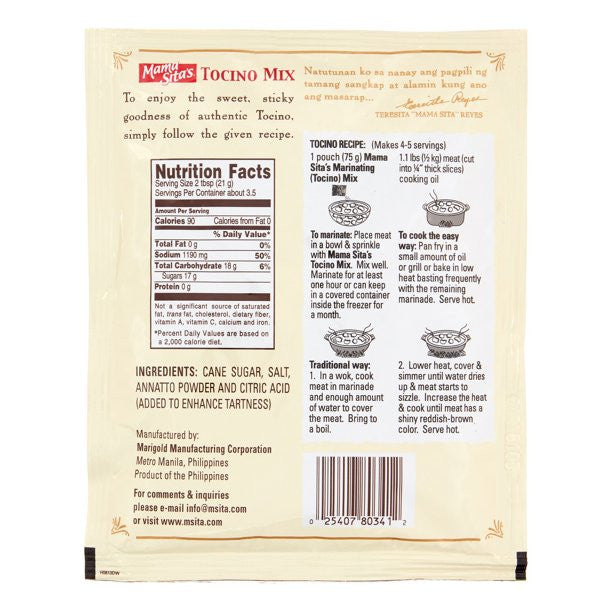 Mama Sita's Tocino Marinating Mix, 75g/2.6 oz., {Imported from Canada}