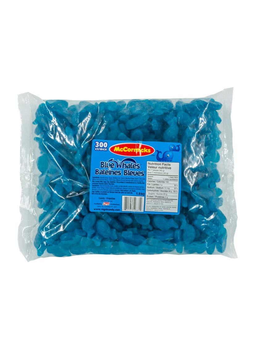 McCormicks Blue Whales - Gummy Candy, 300 Count, 1.8 kg/4 lb., Bag, {Imported from Canada}