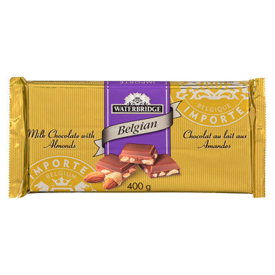 Waterbridge Candy Bar, 400g/14.1oz,  Belgian Milk Chocolate with Almonds