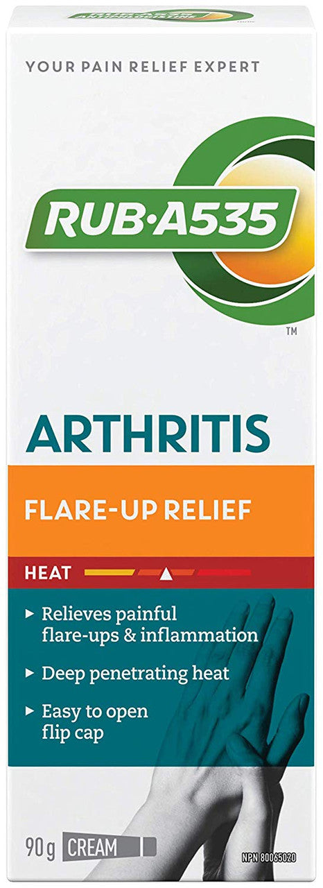 Rub-A535, Arthritis Flare Up Relief, Heat Cream, 90g/3.2oz., {Imported from Canada}