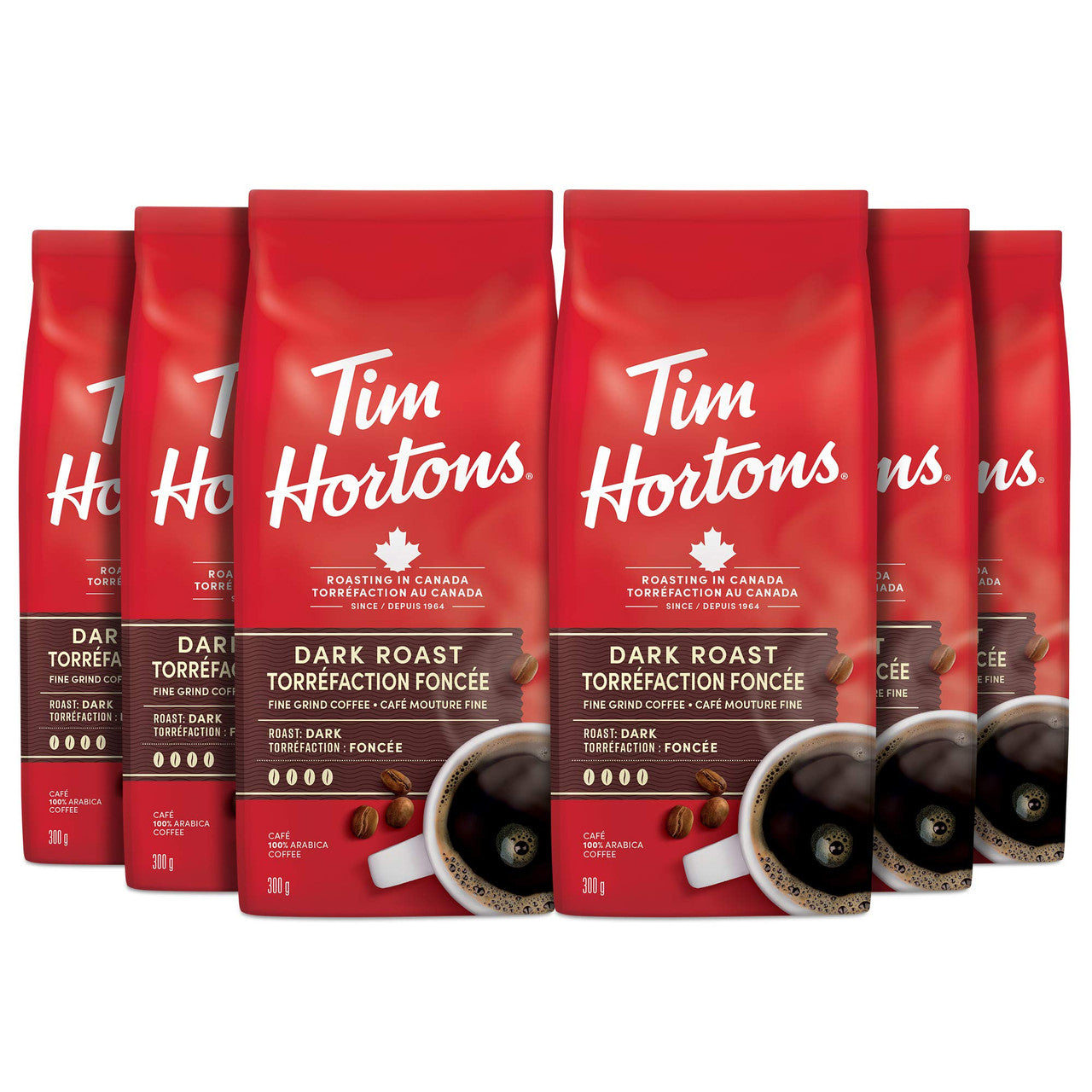 Tim Horton's Dark Roast Coffee, 300g/10.6 oz (6pk) {Imported from Canada}