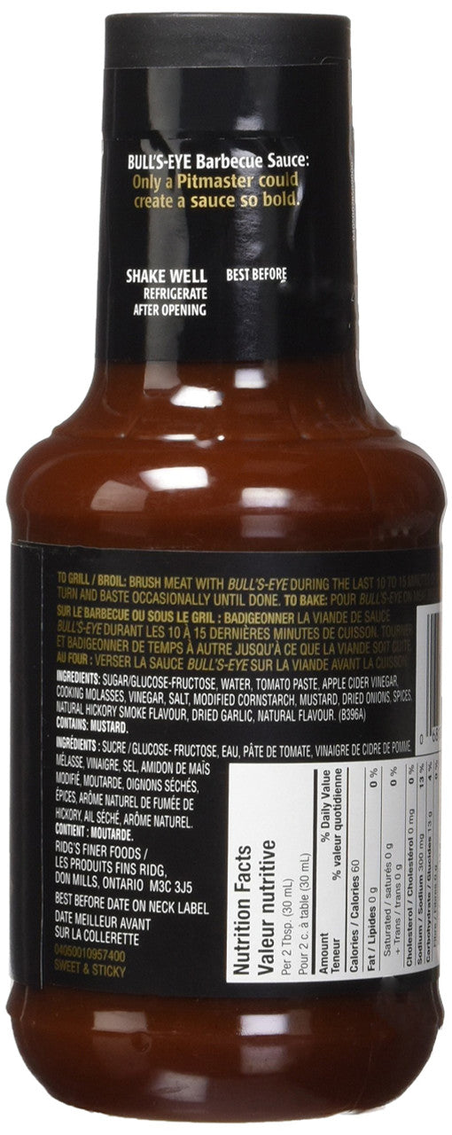 Bullseye Sweet & Sticky BBQ Sauce, 425ml/14oz,  {Imported from Canada}