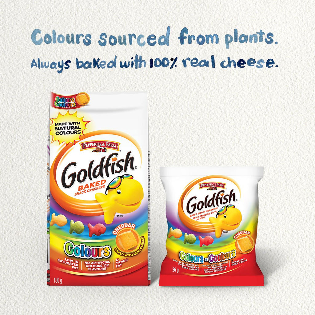 Goldfish Colours Cheddar Crackers, 6 Snack Packs, 26g/0.9 oz. per pack, {Imported from Canada}