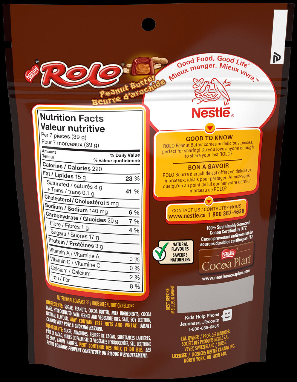 ROLO Peanut Butter, 170g/6 oz., Reclosable Pack {Imported from Canada}