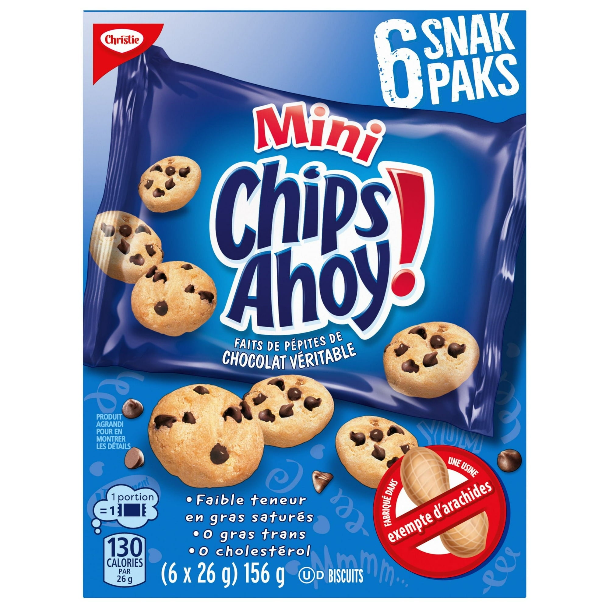 Box of Chips Ahoy! Mini Chocolate Chip Cookie Snack Packs - 156g/5.5 oz on a white background