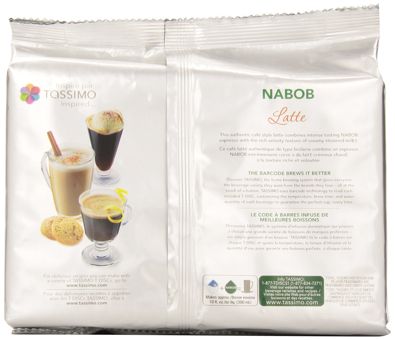Tassimo Nabob Latte - 16 T Discs - 8 Espresso/8 Milk {Imported from Canada}