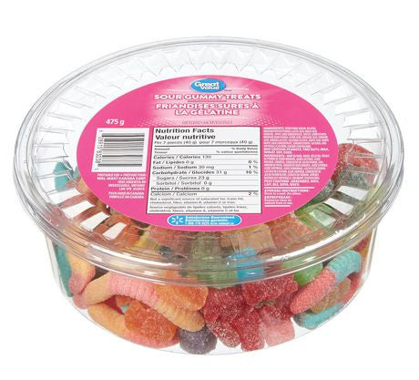 Great Value, 475g/1.04lbs, Tub of Sour Gummy Treats, {Imported from Canada}