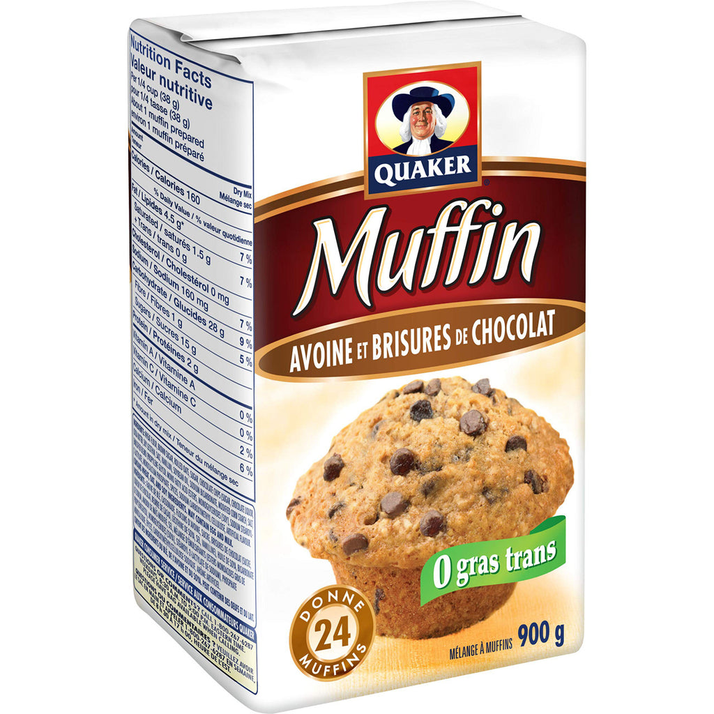 Quaker Muffin Mix Oatmeal Chocolate Chip, 900g/31.7 oz. (12pk) {Imported from Canada}