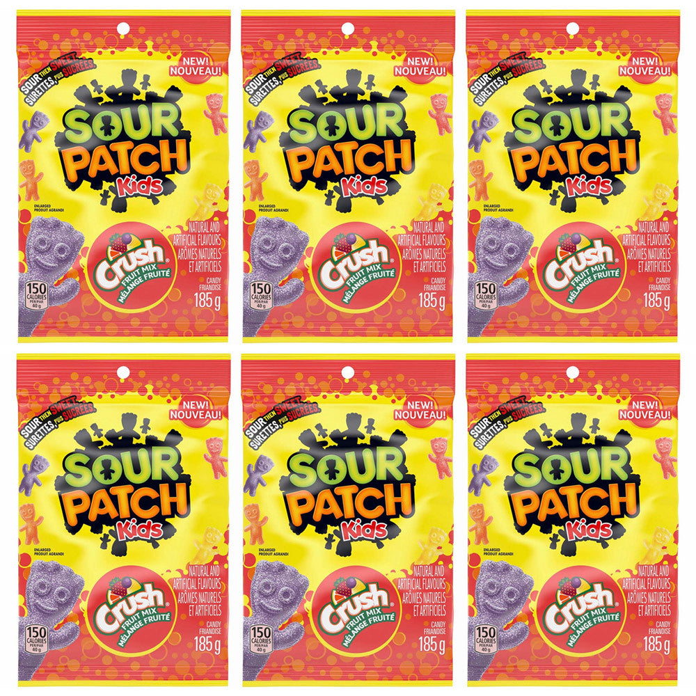 Maynards Sour Patch Kids Candy, Crush Soda Fruit,185g/6.5oz.,(6 Pack) {Imported from Canada}