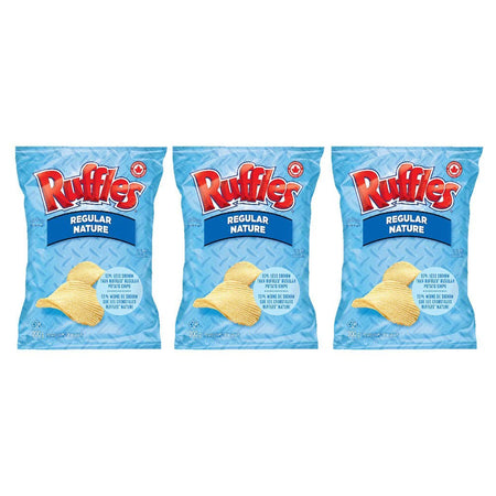 Ruffles Regular Lightly Salted Potato Chips 200g/7.05oz, 3-Pack {Imported from Canada}