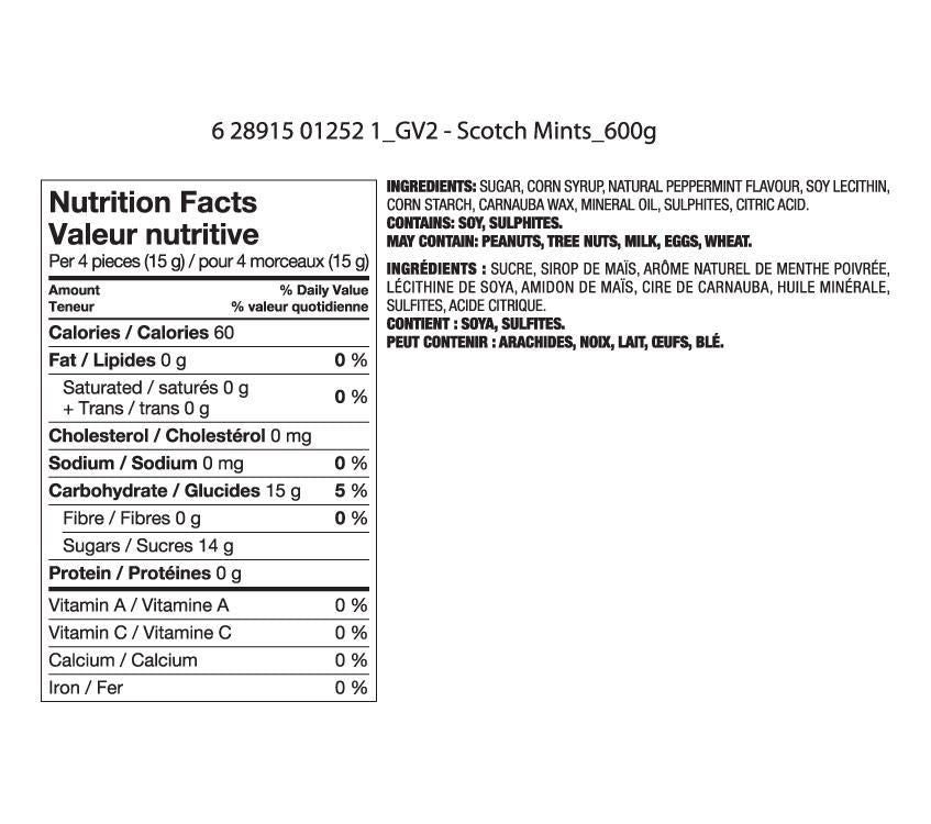 Great Value Scotch Mints, 600 gram/21.2 ounce., Bag Candy, {Imported from Canada}