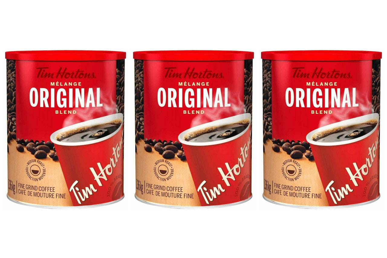 Tim Hortons Original Blend Fine Grind Coffee, 1.36 kg/48 oz., (3 pack) {Imported from Canada}