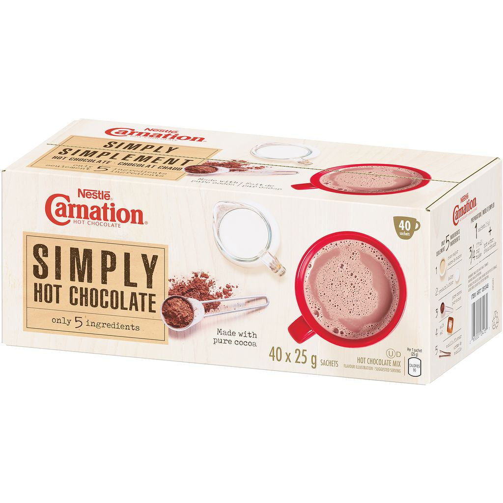 Nestle Carnation Simply 5 Hot Chocolate 40ct x 25g {Imported from Canada}