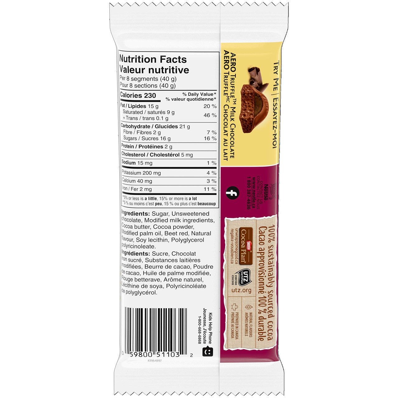 Nestle Aero Truffle Dark Cherry Chocolate Bar, 105g/3.7oz., {Imported from Canada}