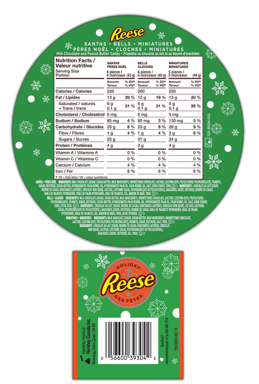REESE Holiday Party Tray, 500g Chocolate Bells, Miniatures, Santas {Imported from Canada}