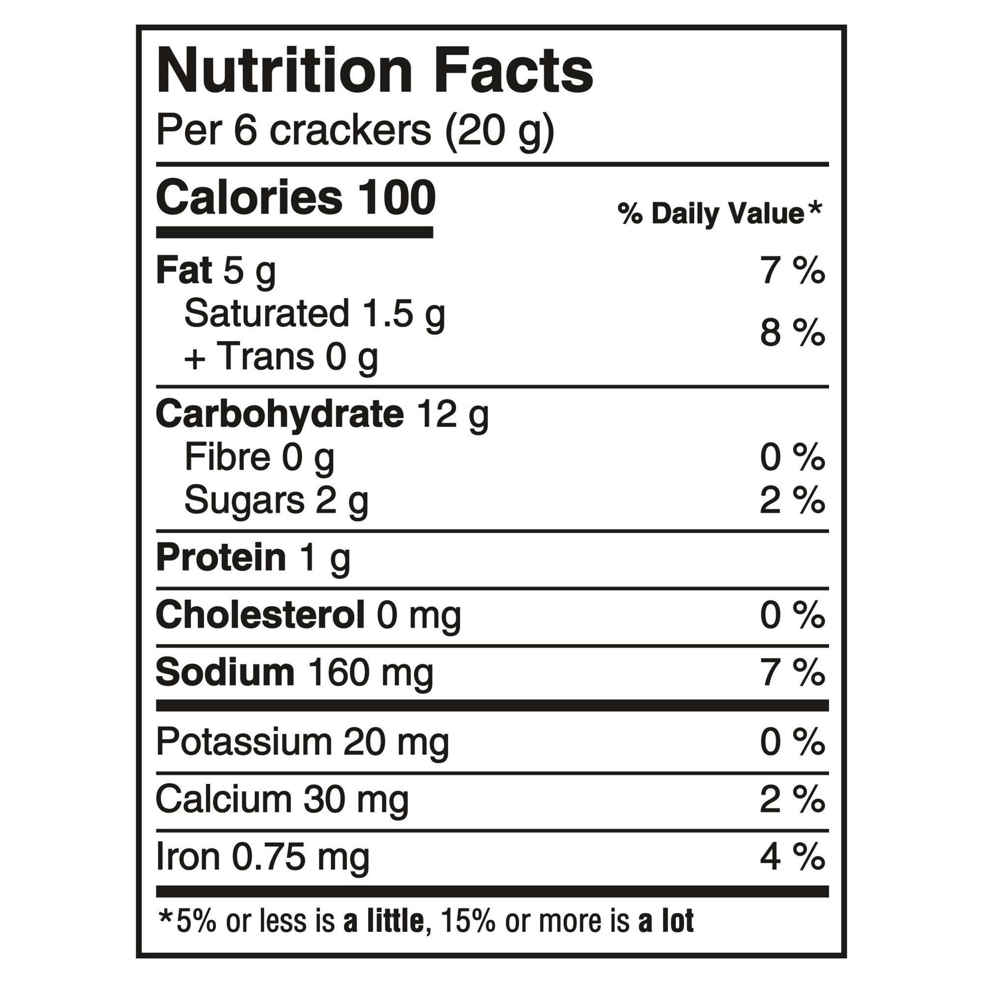 Christie Ritz Original Crackers, 180g/6.3 oz. - Nutrition Facts Label