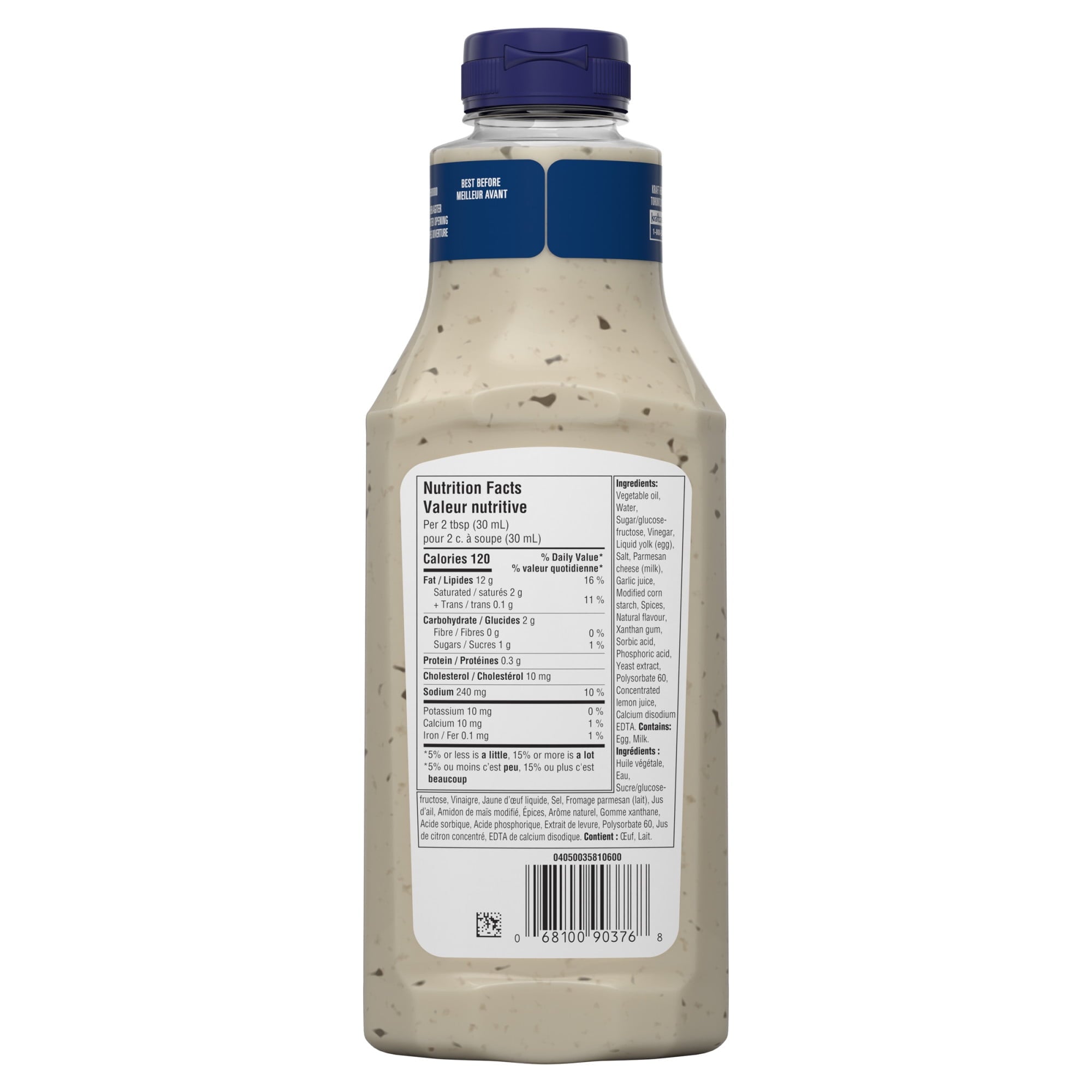 Kraft Peppercorn Ranch Dressing 425ml/14.4 oz., Bottle, back of bottle