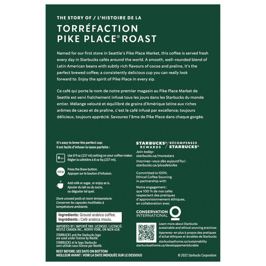 Starbucks Pike Place Medium Roast Coffee, K-Cups, 24 Count Box {Imported from Canada}