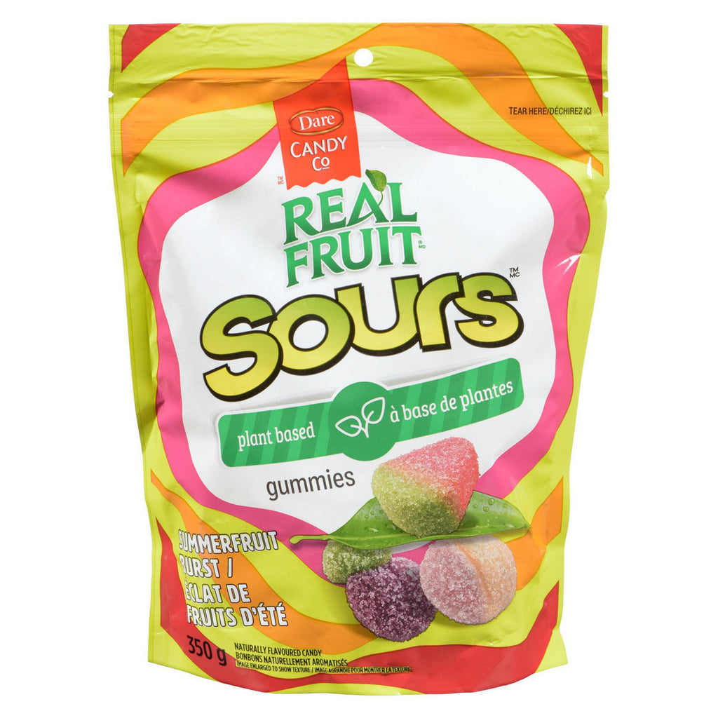 Dare RealFruit Sours Gummies Summerfruit Burst Flavor, 350g/12 oz., Bag, {Imported from Canada}