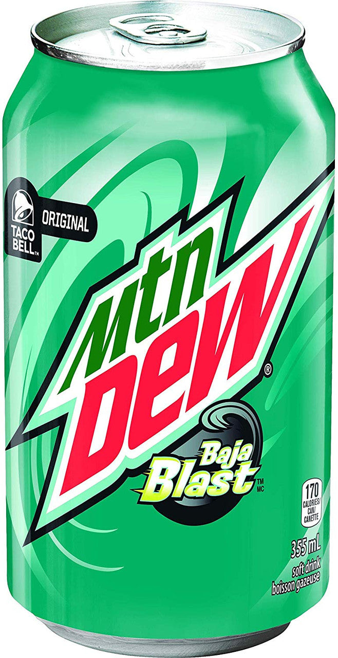 Mountain Dew Baja Blast Soft Drink, 355ml/12 oz., (12pk) {Imported from Canada}