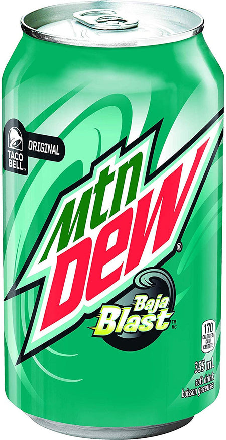 Mountain Dew Baja Blast Soft Drink, 355ml/12 oz., (12pk) {Imported from Canada}