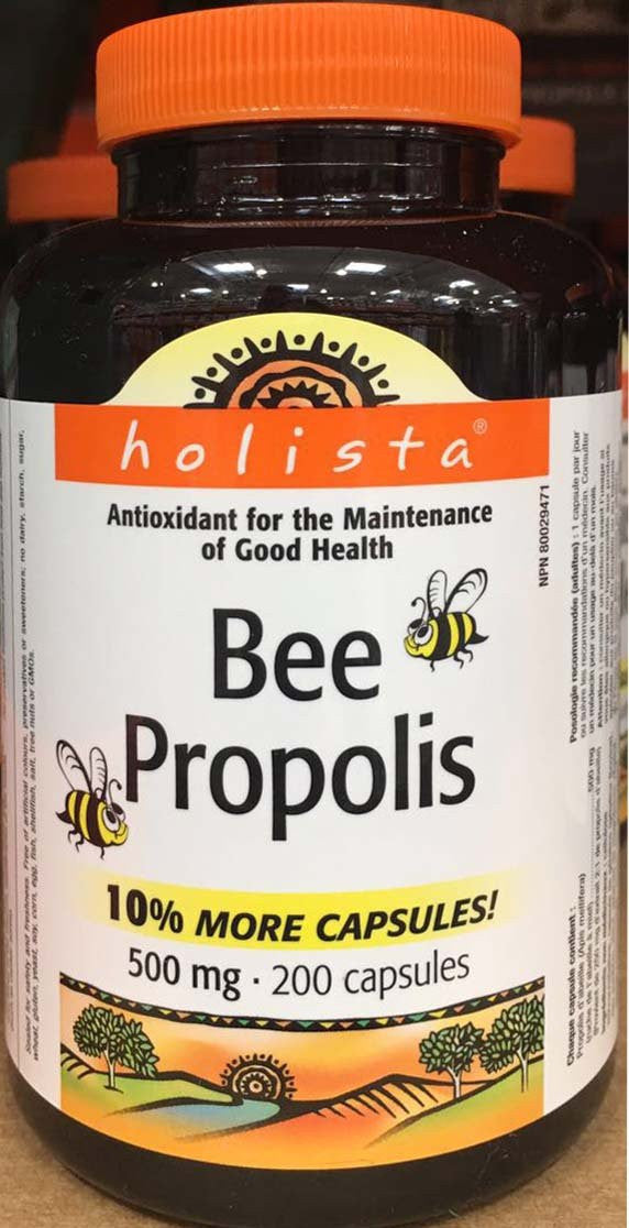 Holista Bee Propolis 500mg, 200 capsules, {Imported from Canada}