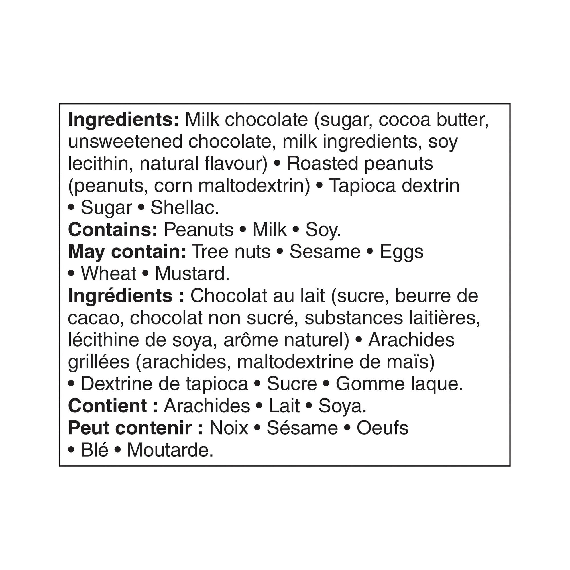 Great Value Milk Chocolate Peanuts Ingredients