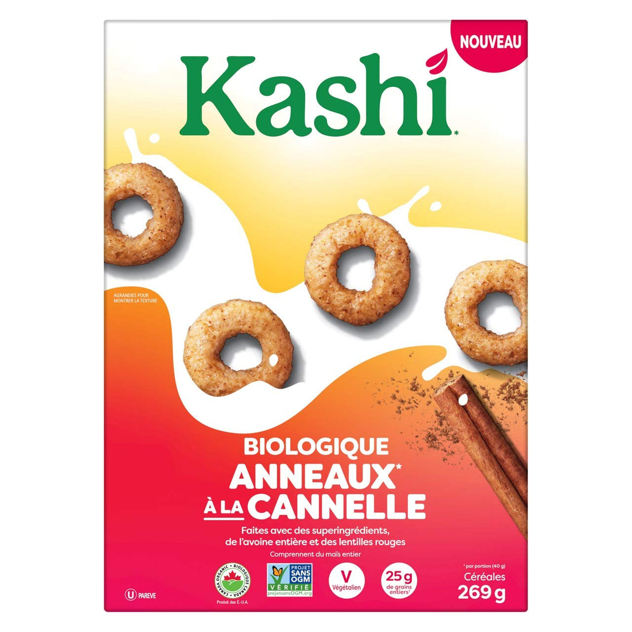 Kashi Organic Cinna Loops Cereal 269g/9.5oz., {Imported from Canada}