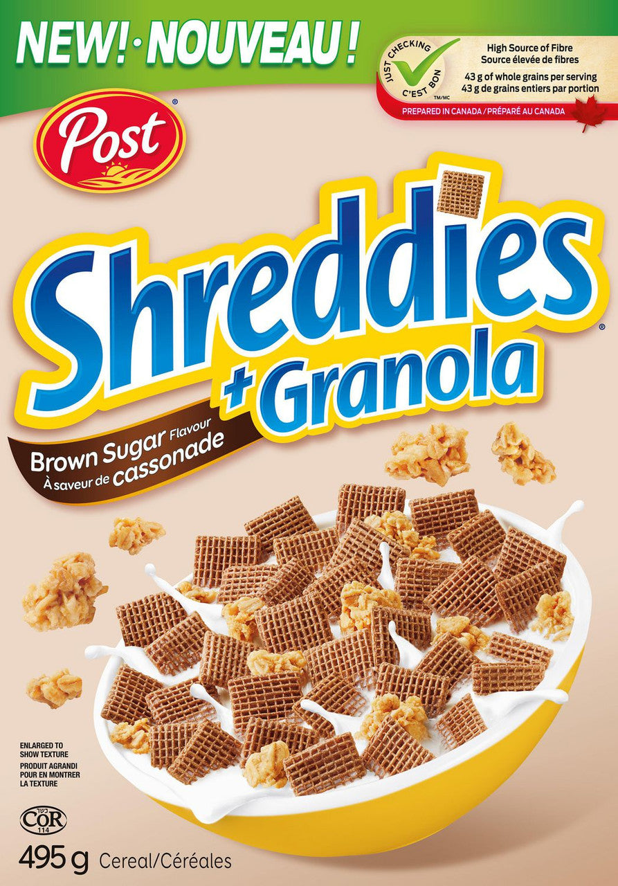 Post Shreddies + Granola Brown Sugar Flavour Cereal 495g/17.5 oz., {Imported from Canada}