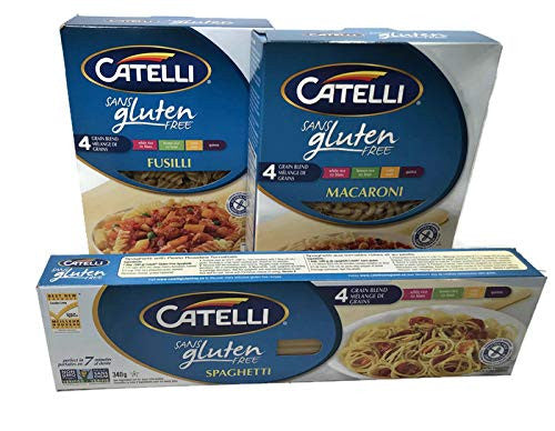 CATELLI Gluten Free Pasta Trio -FUSILLI, Spaghetti & Macaroni, 340g/12oz. Per Box, {Imported from Canada}