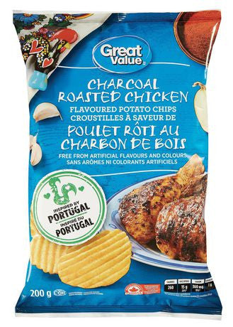 Great Value Charcoal Roasted Chicken Flavoured Chips 200g/7oz., Bag -{Imported From Canada}