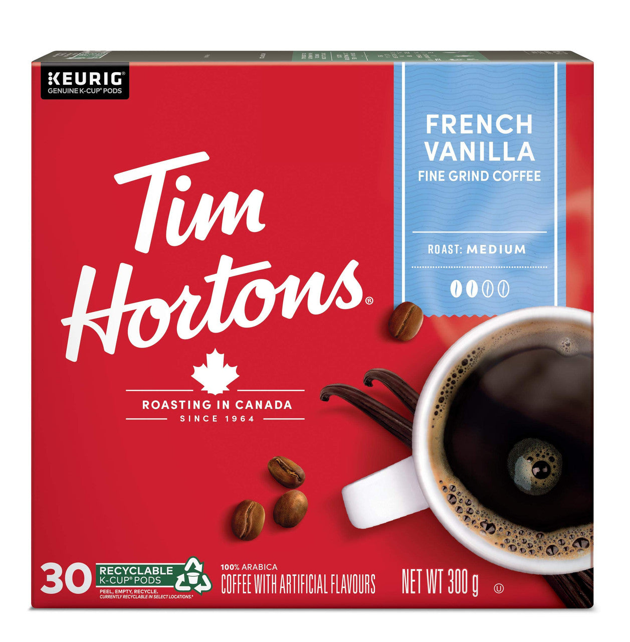 Tim Hortons French Vanilla Coffee, Keurig K-Cup Pods, Flavoured Medium Roast, 30 Count {Imported from Canada}