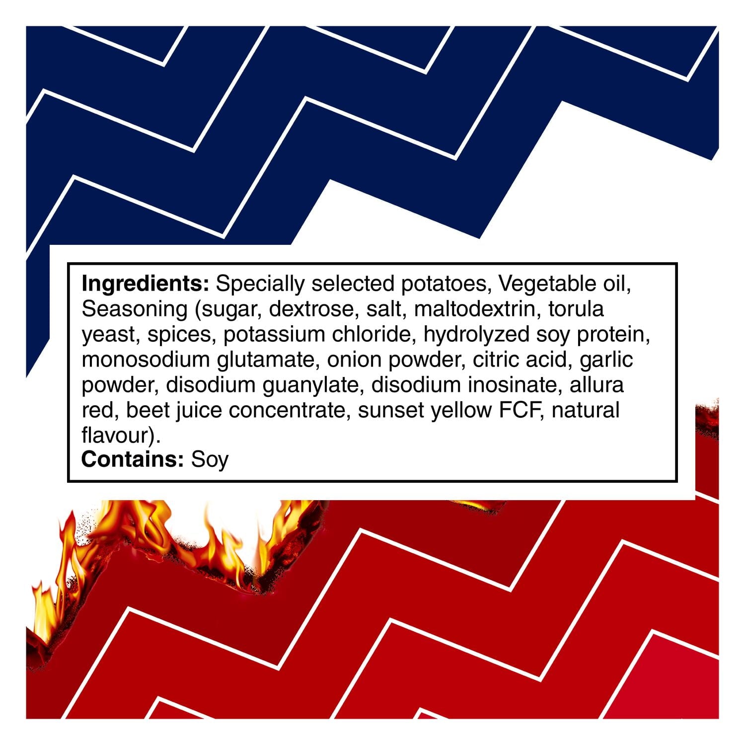 Lay's Ruffles Flamin' Hot Bar-B-Q Chips, 190g/6.7 oz. - Ingredients Label