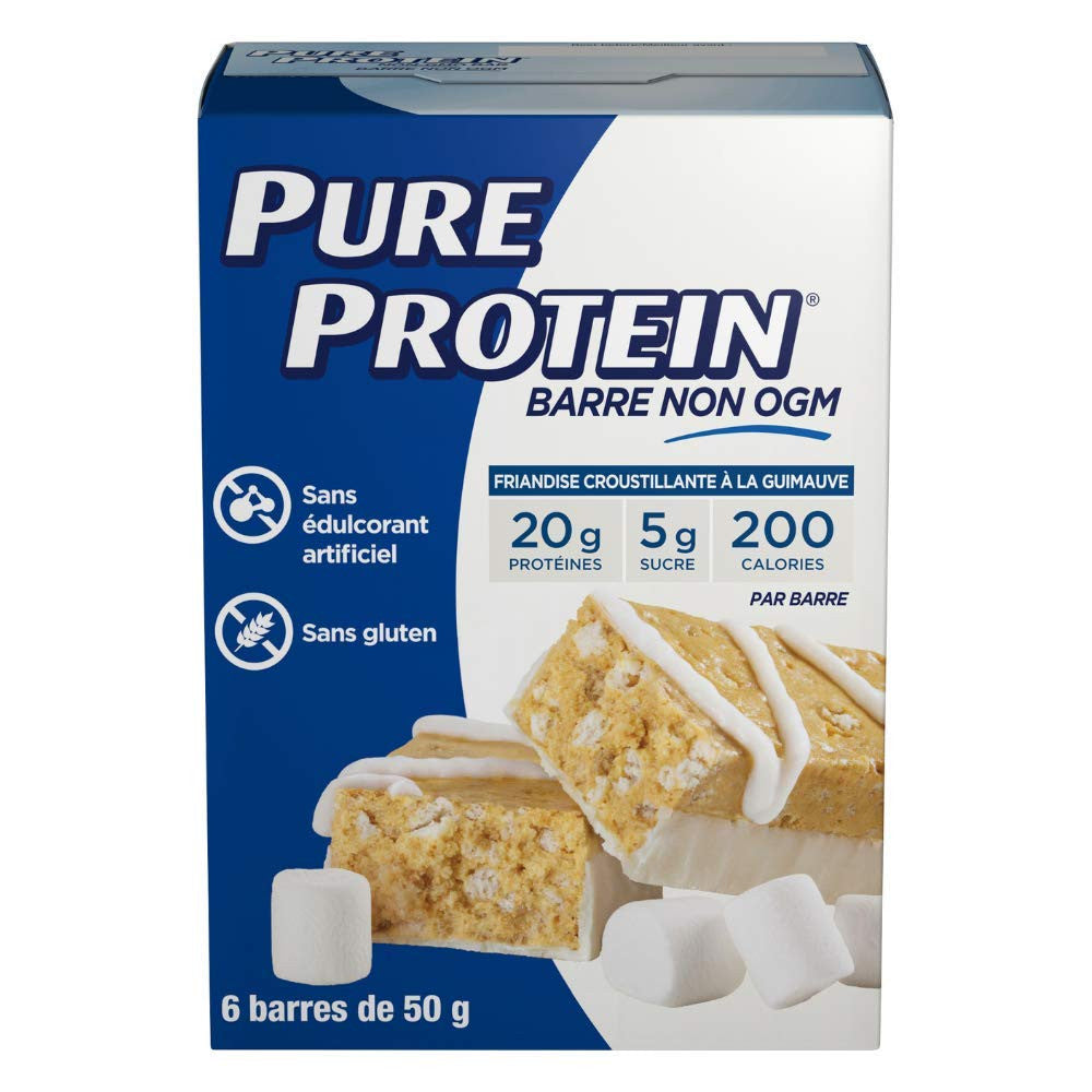 Pure Protein Bars, Marshmallow Crispy Treat Flavour, (6 X 50g/1.7 oz.) Bars, {Imported from Canada}