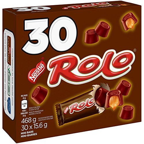 ROLO Smooth Caramel-Filled Pieces, 3-Piece Bars, 468g (Pack of 30 mini bars)