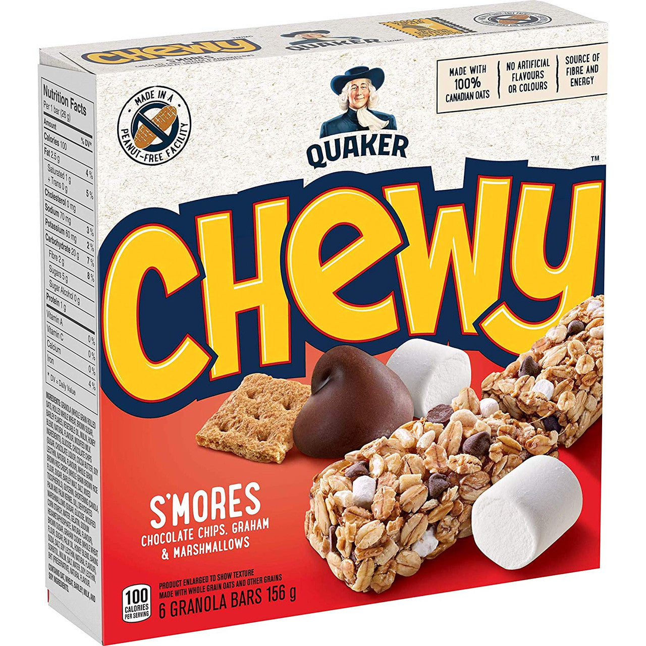 Quaker Chewy Smores, 156g/5.5oz/Box, 6 Bars Per Pack (Pack of 12) {Imported from Canada}