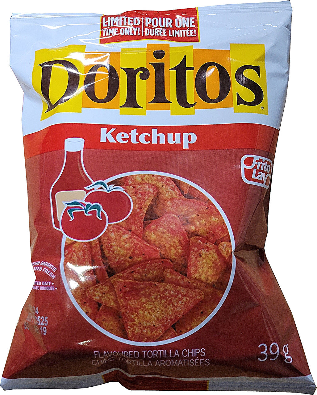 Doritos Ketchup Tortilla Chips, 39g/1.4 oz, Vending Machine Size Bag, (Imported from Canada)