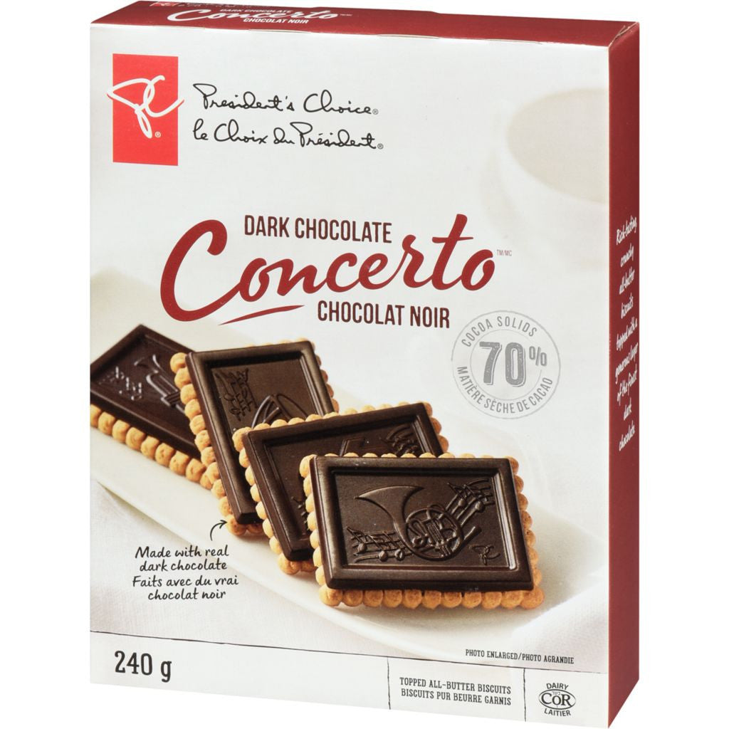 PC Concerto Dark Chocolate Topped All-Butter Biscuits 240g/8.5 oz. {Imported from Canada}