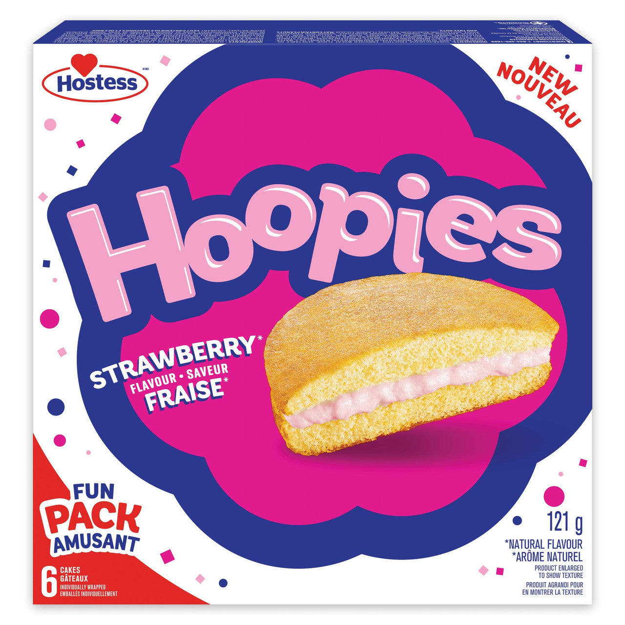 Hostess Hoopies Strawberry Flavour Cakes, Contains 6 Individually Wrapped cakes, 121g/4.3 oz., {Imported from Canada}