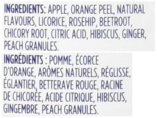 Tetley Bellini Peach Orange Herbal Tea Caffeine Free 20 Round Tea Bags