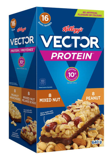 Kellogg's Vector Protein Bars Jumbo Variety Pack, 640g/22.5oz {Imported from Canada}