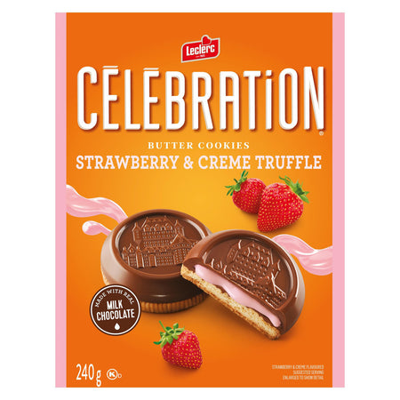 Leclerc Celebration Strawberry & Creme Truffle Cookies, 240g/8.5 oz. Box {Imported from Canada}