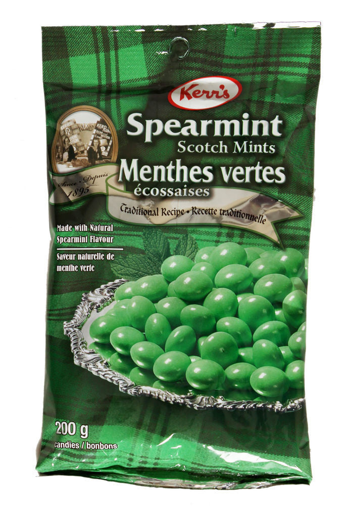 Canadian Peppermints Kerr's Spearmint Scotch Mints, 200g/7.05 oz. Peg Bag (Imported from ...