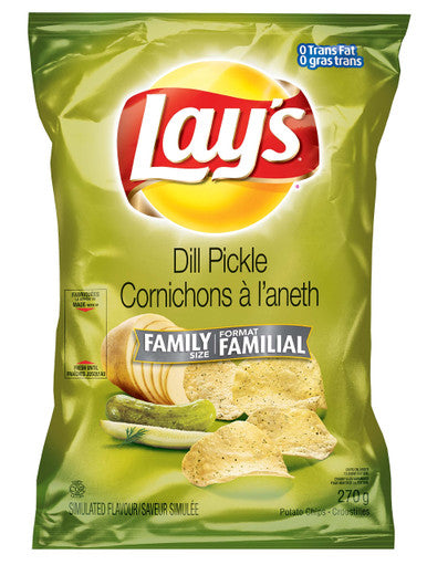 Lay's Potato Chips, Dill Pickle, 270g/9.5oz - 3pk {Imported from Canada}
