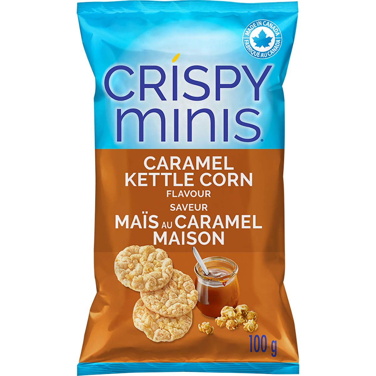 Quaker Crispy Minis Caramel Kettle Corn Rice Chips 100g/3.5 oz. (Pack of 12)