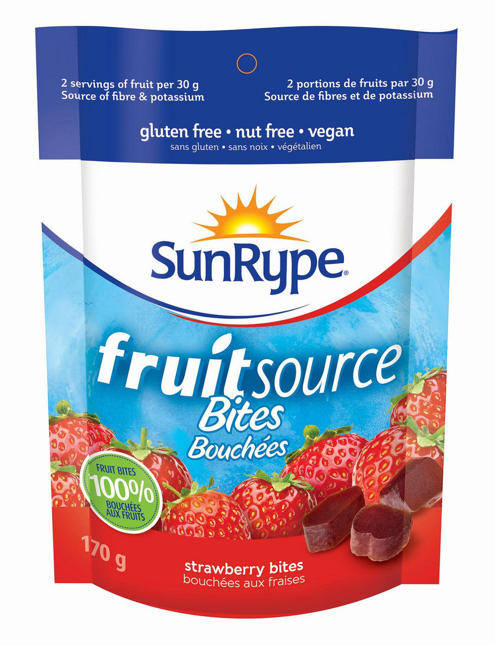 SunRype FruitSource Strawberry Bites 100% Fruit Snack, 170g/6 oz., {Imported from Canada}